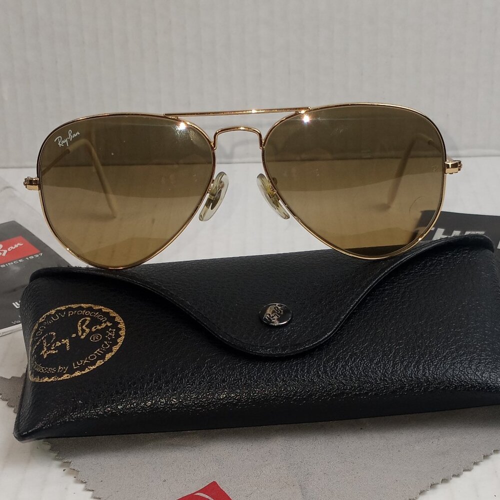Ray-Ban Original Mirror Aviator Gold Light Brow Sunglasses